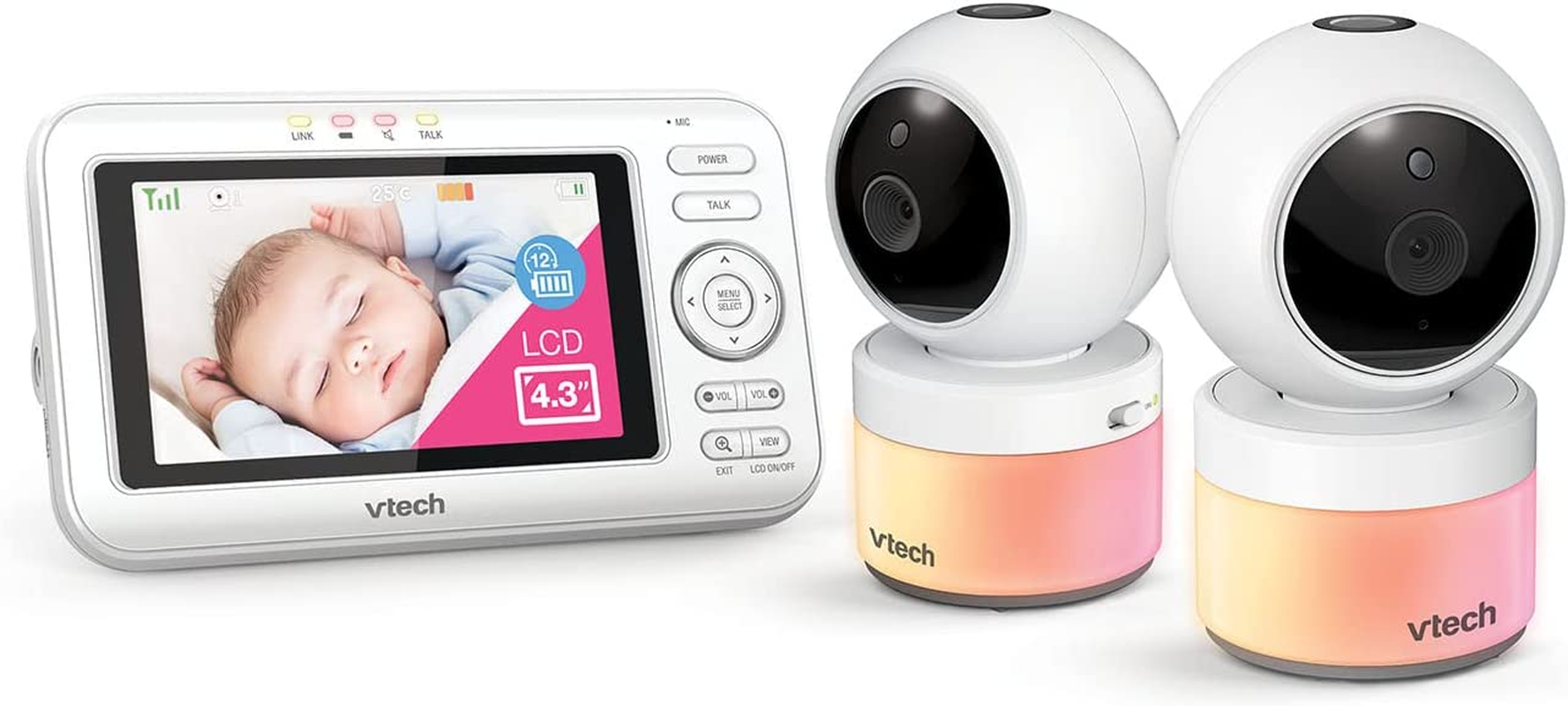 Vtech BM4700N 4.3" 2-Camera Full Colour Pan & Tilt Video Baby Monitor, White image number 1