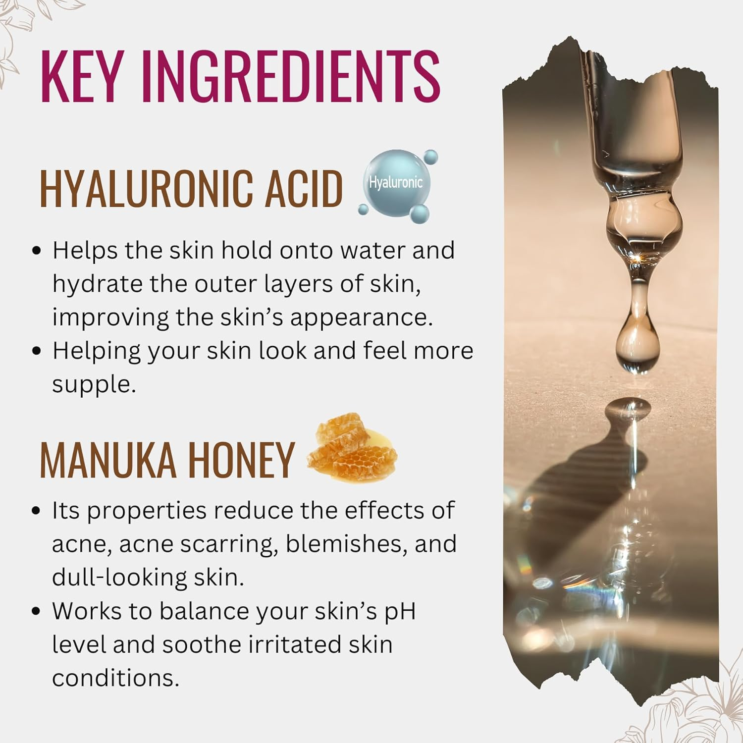 Manuka Honey Face Serum with Collagen, Hyaluronic Acid, & Pure Honey, by Manuka Lane image number 2