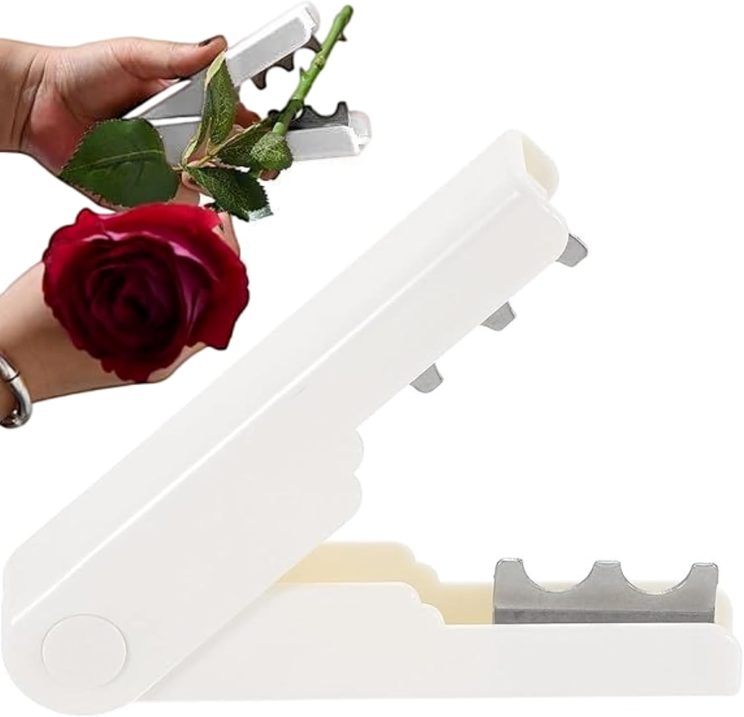 Professional Rose Thorn Stripper Tool, Rose Stripper & Cleaner Cutter, Metal Leaf Thorn Remover Tool- Quickly Remove of Roses Removing Burrs Pliers & Garden，White image number 4