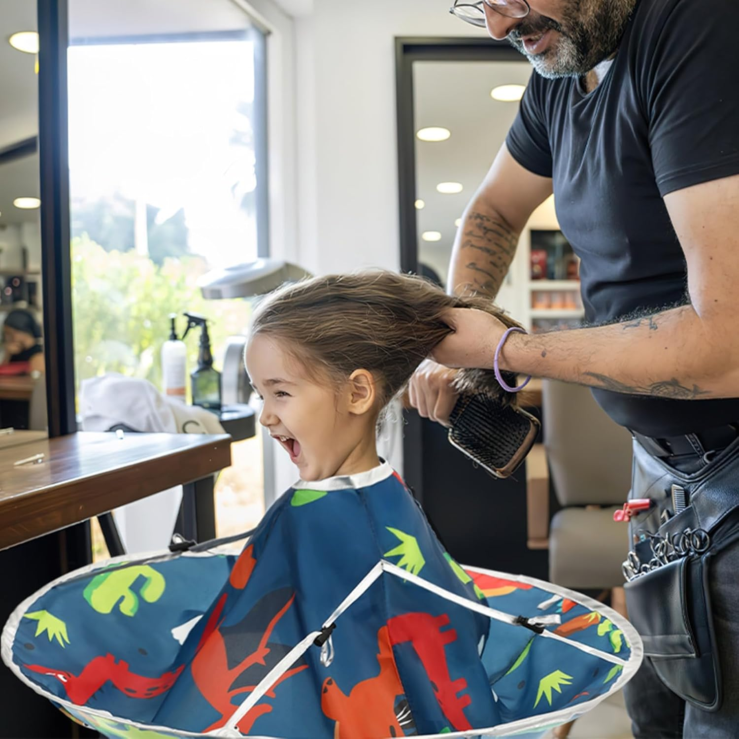 JANYUN Friseurumhang Erwachsene, Haarschneideumhang Verstellbarer Friseur Umhang Barber Cape image number 2