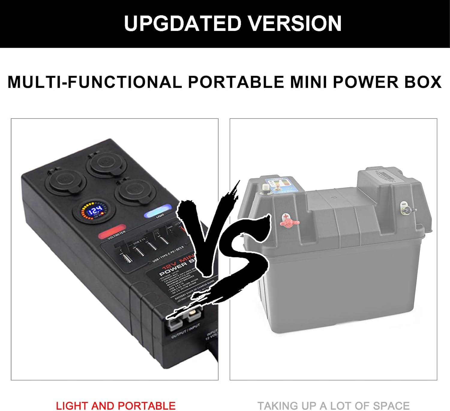 Mini Power Distribution Box 12V DC Battery Socket Max. 50A Current with 2 X Anderson, 6 X USB & 3 X Cig Sockets, Mini Battery Box for Outdoors RV Camping Fishing Emergency image number 1