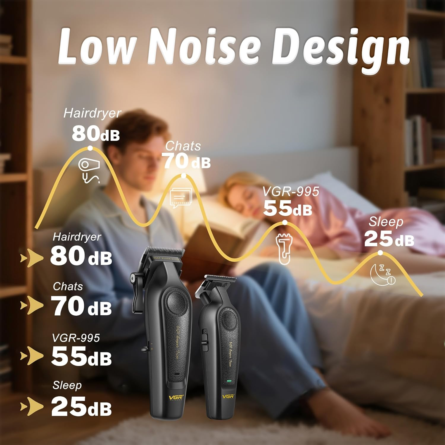 VGR 197 & 995 Professional Barber Combo for Men, Cordless Hair Clippers & Zero Gapped Trimmer Set, Dual-Speed Edgers with Ceramic Stainless Steel Blades, LED Indicator image number 1