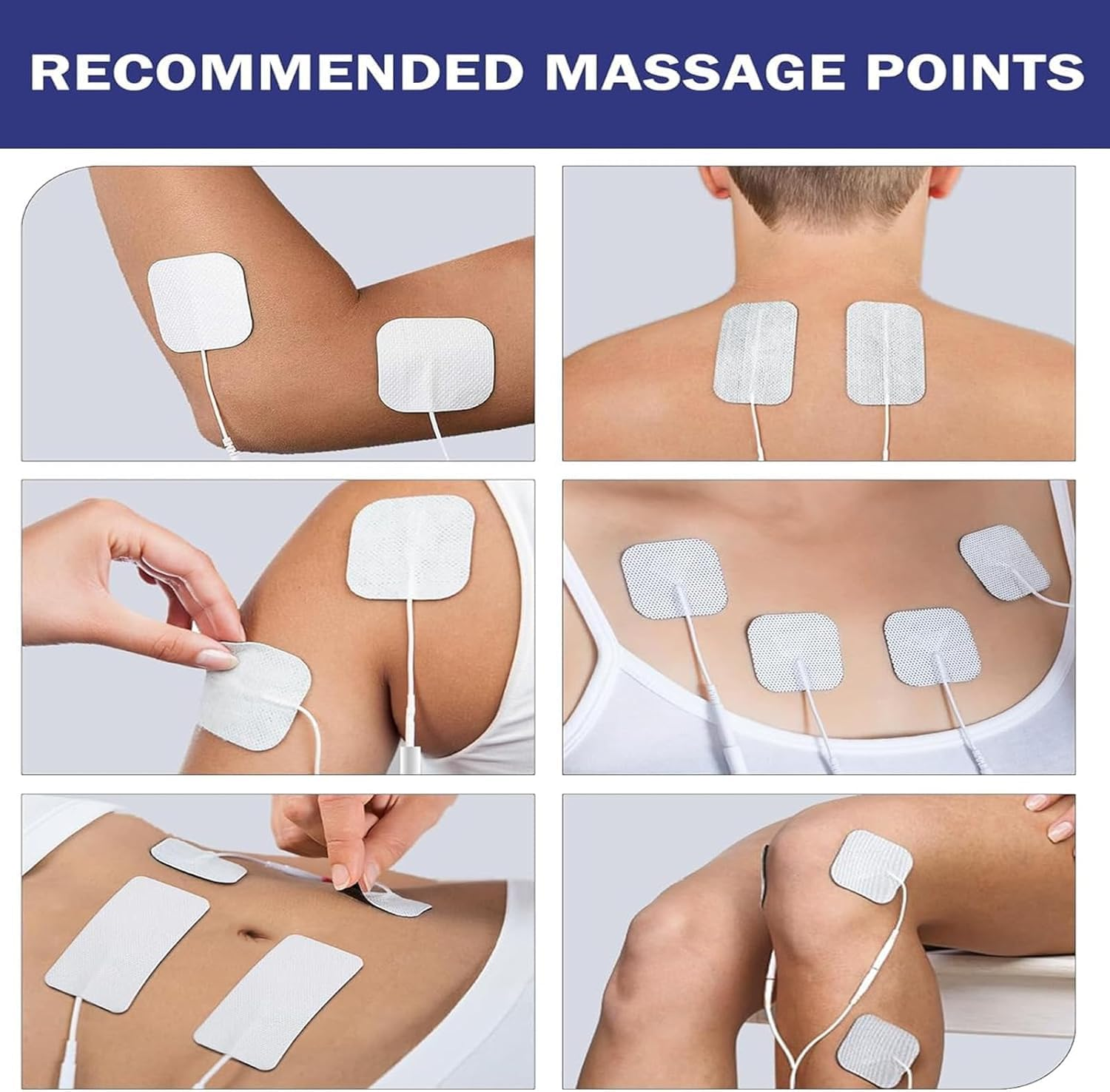 TENS Unit Replacement Electrode Pads, 20 Pcs Reusable Self-Adhesive Electrodes Pads,Latex Free Pigtail TENS Pads,Skin-Friendly,Compatible with TENS, Etekcity, Nicwell Care Tens image number 6