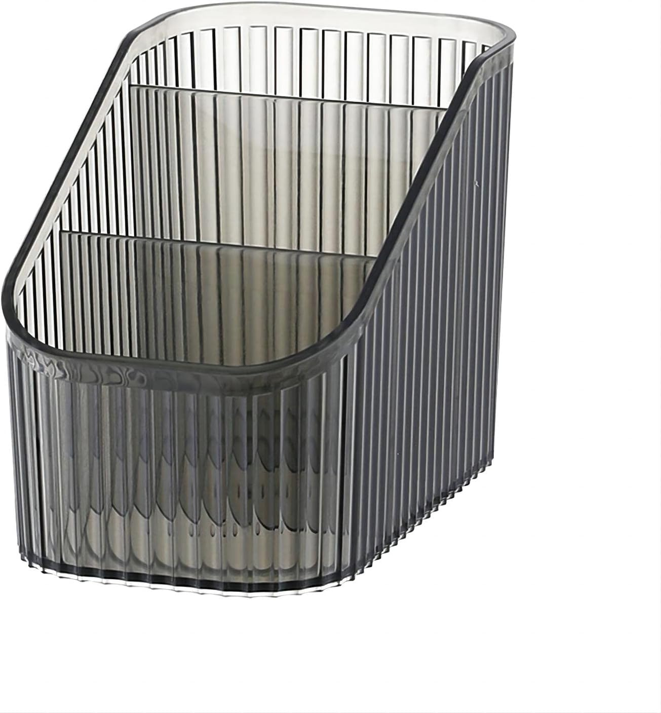 DASITON Large Capacity Makeup Brush Holder,3 Slot Makeup Brush Cup,Vintage Striped Makeup Brush Holder,For Vanity Decor,Bathroom Countertops,Desk Storage Container,Cosmetic Display Cases(Black S) image number 3