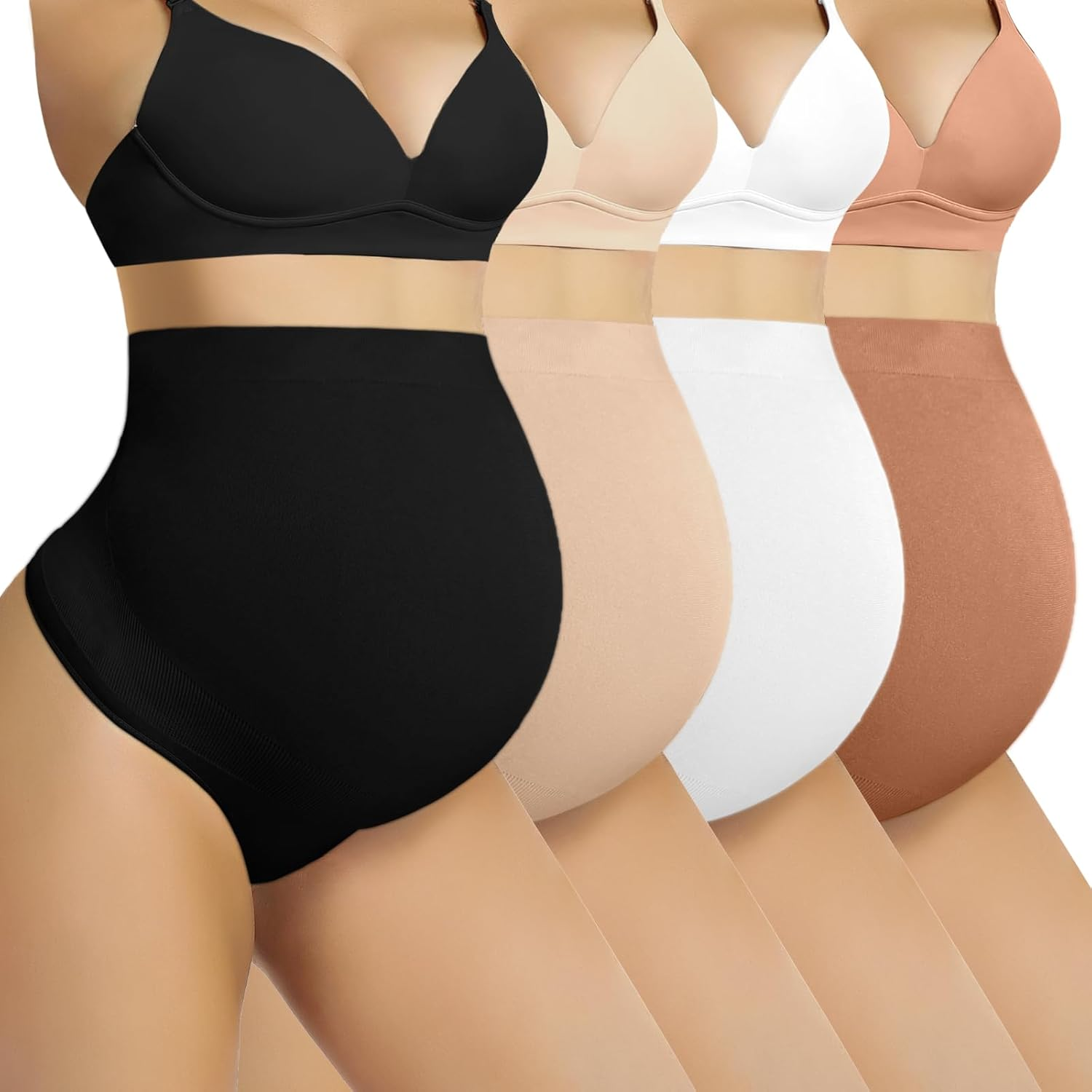 SAYCELI Seamless Maternity Thongs Underwear for Women, Pregnancy Shapewear over the Belly, Pregnant Belly Support Panties