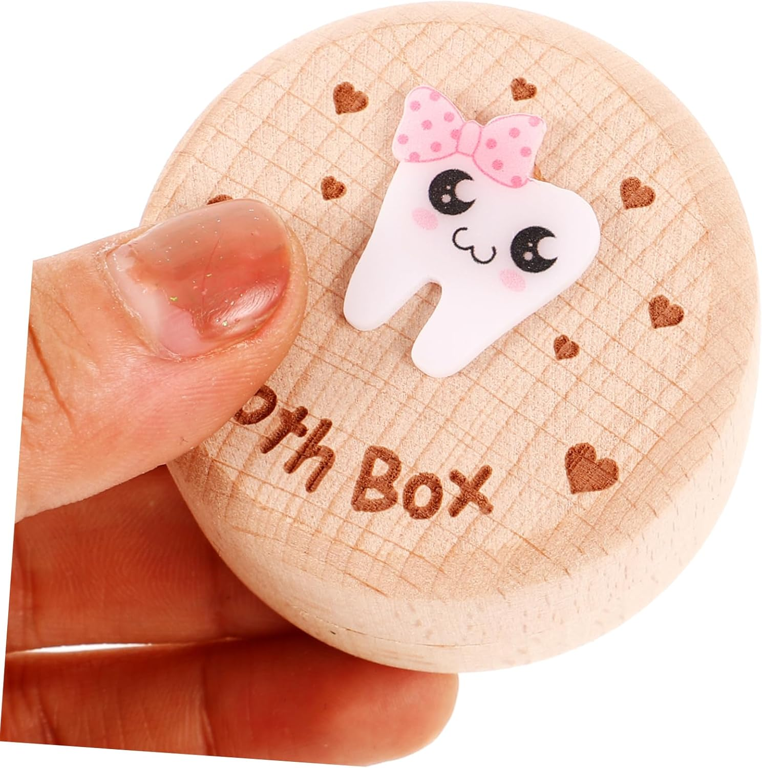 Wooden Tooth Keepsake Box for Kids Modern Simple Design Cute Fairy Tooth Storage for Boys and Girls image number 4