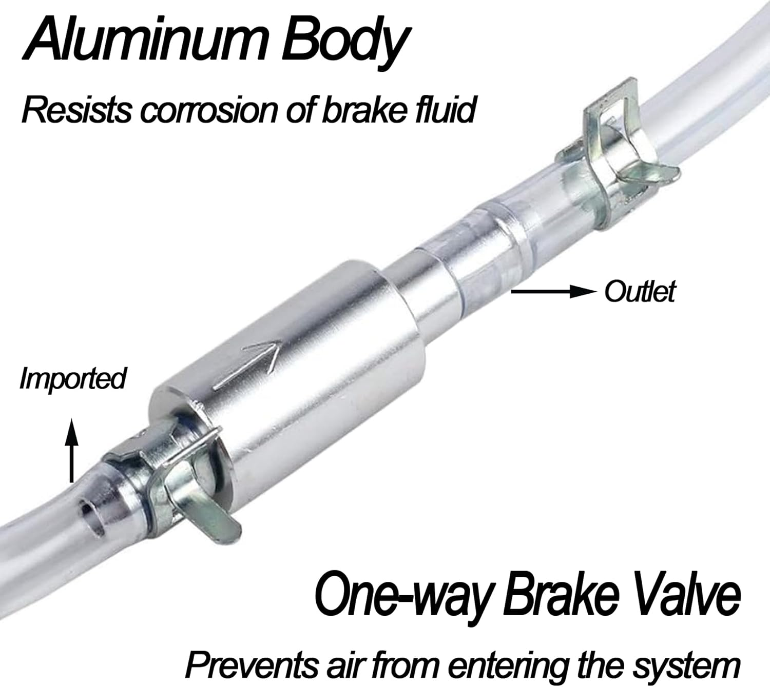 Bestek Brake Bleeding Kit,Motorcycle Brake Bleeder Hose,Aluminum Body One Way Check Valve Tube Bleeding Tool for Car Motorcycle Clutch image number 4