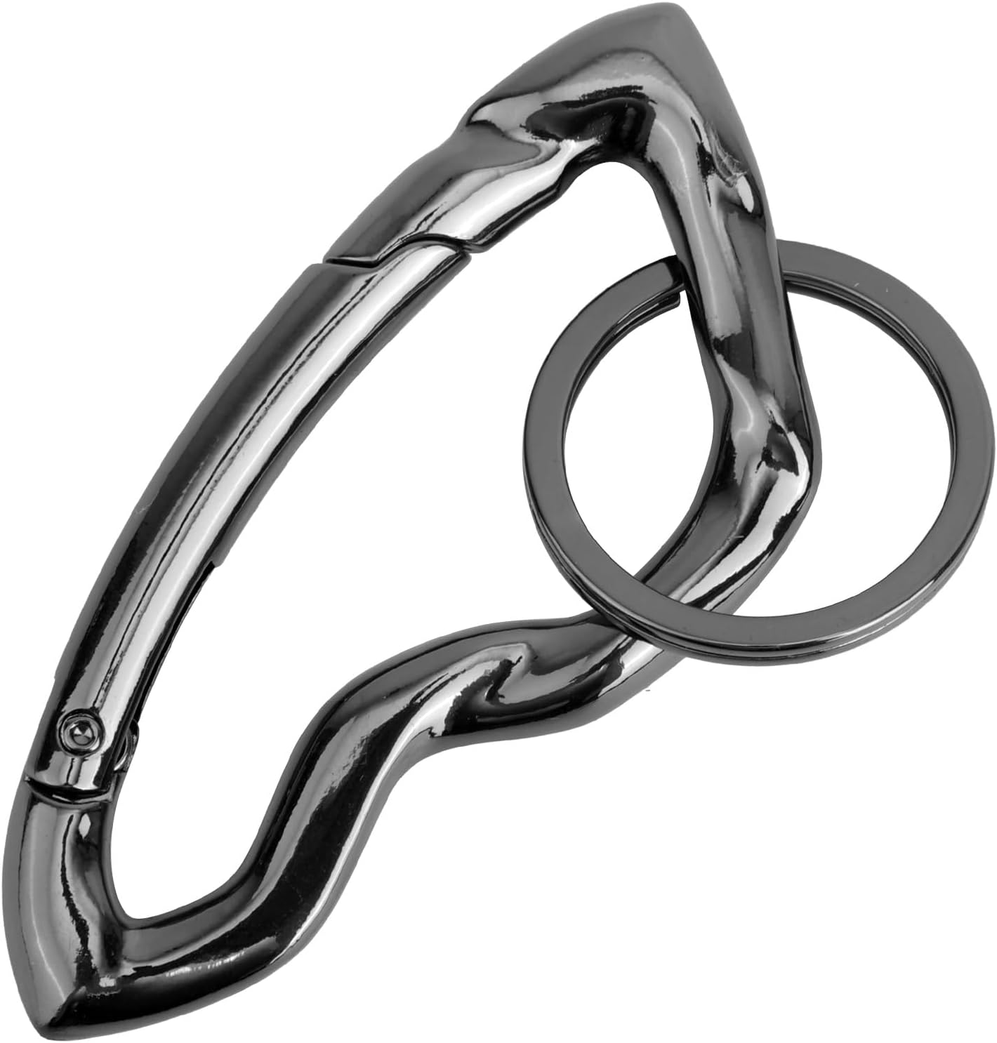 Tinoaly Cool Cute Carabiner Keychain for Men, Y2K Black Key Ring Modern Irregular Design Carabiner Hook Holder Suitable for Backpacks Keys Purses image number 4