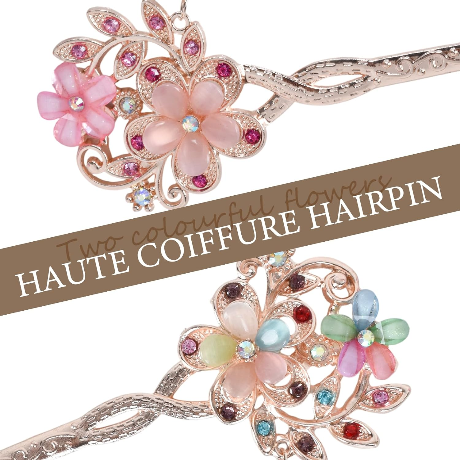 Pack of 2 Hair Sticks, Vintage Chinese Hair Sticks, Rhinestone Hair Chopsticks, Alloy Hair Stick with Tassel, Vintage Hair Chopsticks, for Girls Women Hair DIY Accessories image number 6