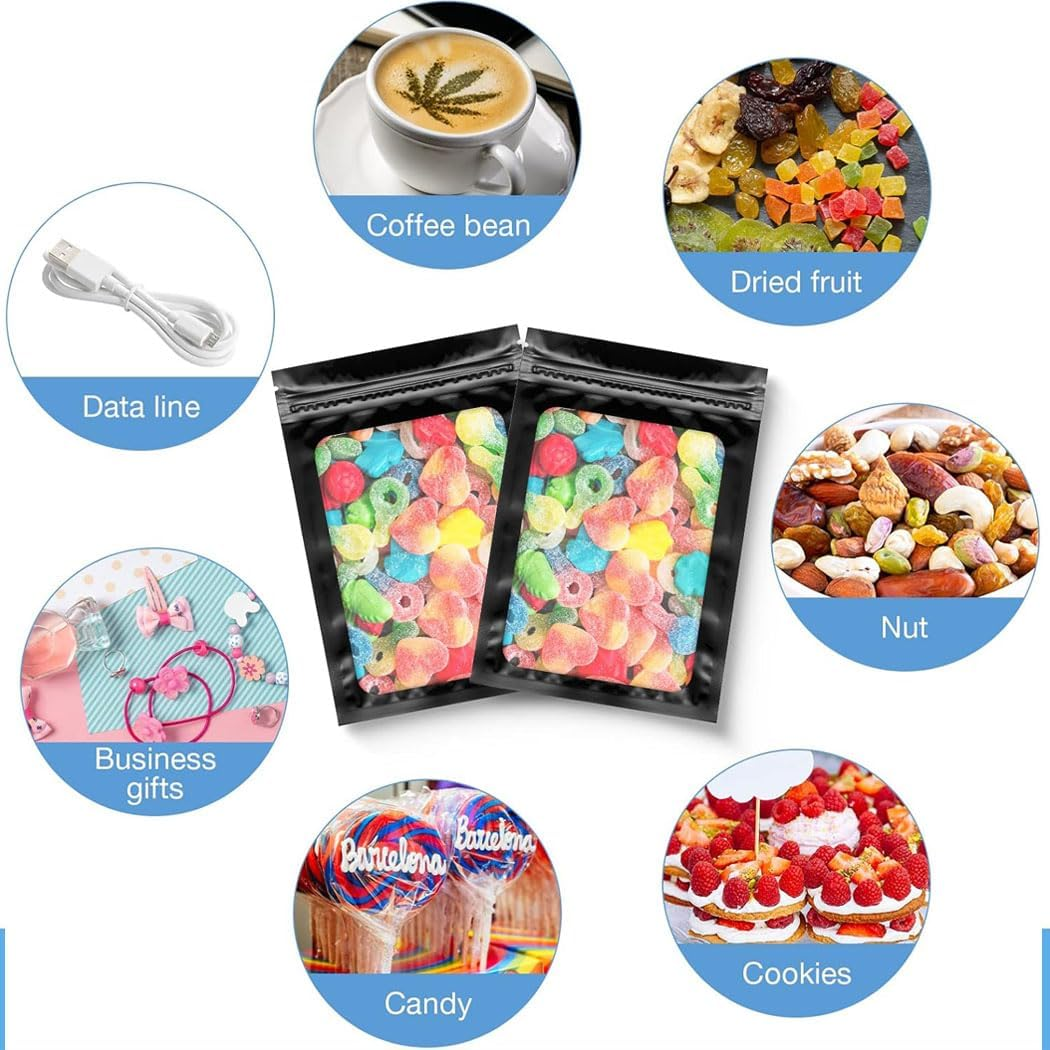 Idopick 100 Pcs 2.76X3.94'' (7X10 Cm) Clear Window Smell Proof Mylar Bags Resealable Zip Lock Holographic Packaging Pouch Candy Bags for Food Storage Sample Beans Cookies Jewelry Supplies(2.8X4 Inch) image number 1