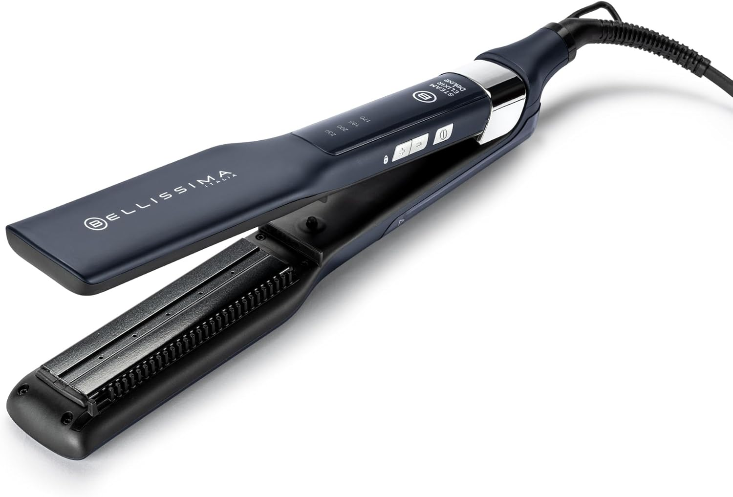 Bellissima Steam Elixir Steam Straightener Straighteners Hair in One Step without Damage Ceramic Keratin Coating Fast Heating 4 Temperature Rounded Design