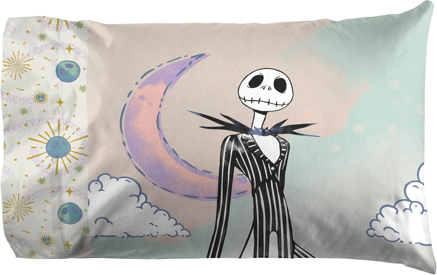 Jay Franco Sheet Set with Fitted, Flat Sheets & Pillow Cover - Ultra-Soft Bedding with Pillowcase for Room Decor, Beige - Nightmare before Christmas, 3 Piece Twin image number 7