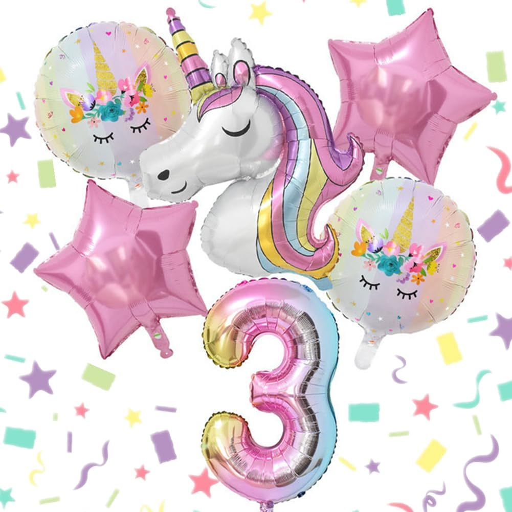 Unicorn 1St Birthday Decorations - 43 Inch, Pack of 6 | Rainbow Unicorn Number 1 Balloon| Unicorn Balloons Birthday | 1St Birthday Balloons for Unicorn Birthday Decorations for Girls (1)