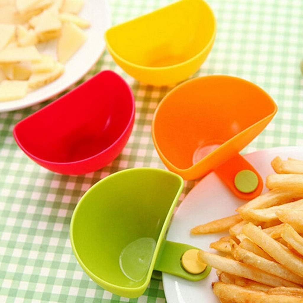 Yharnamite 5 Pcs Dip Clip Bowl Plate Holder, Spices Dip Container Bowl, Dip Clip for Bowls Plates, Colorful Plastic Dip Clip Cup Container Bowl for Spice, Tomato Sauce, Salt, Salad Dressing, Vinegar image number 3