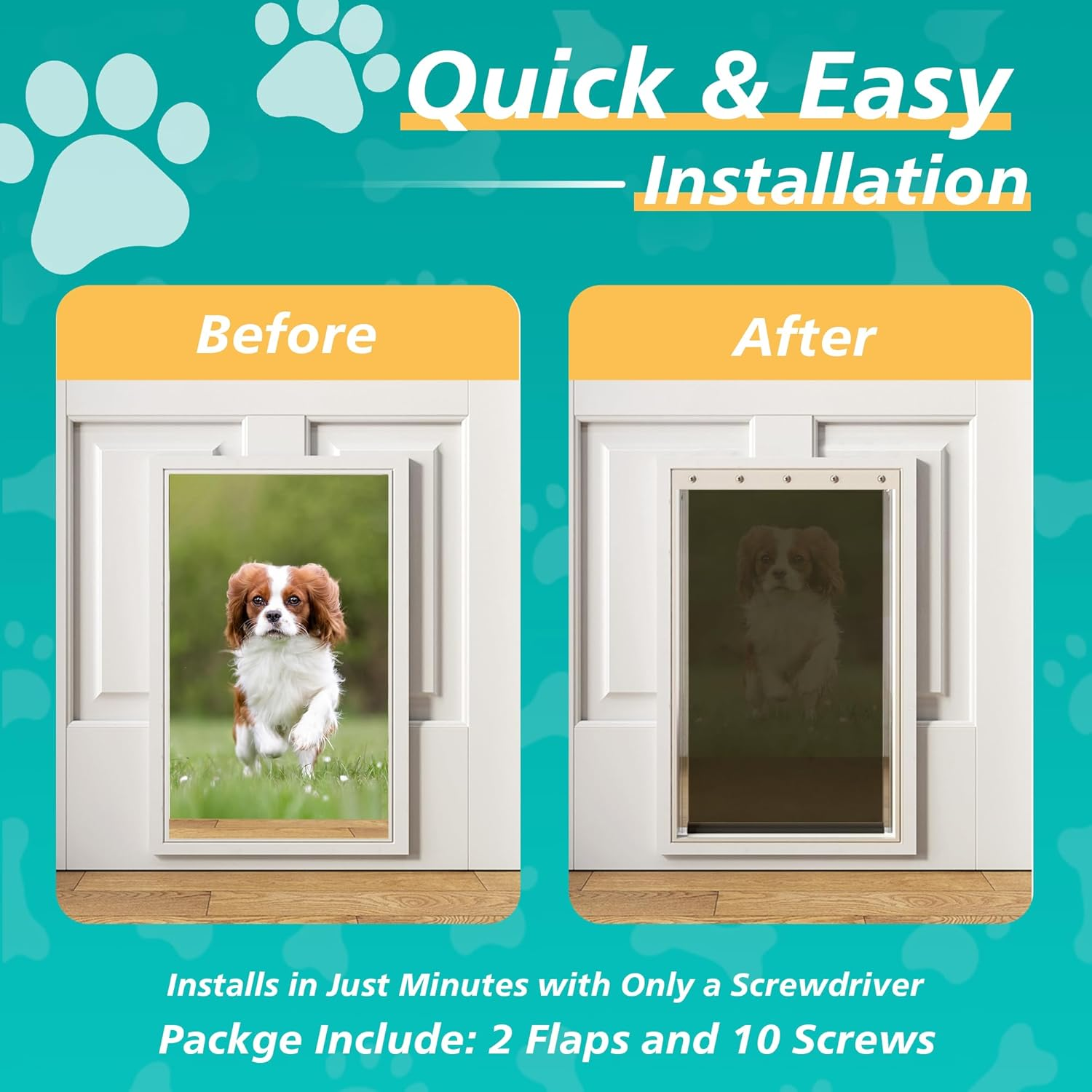 2PACK Large Dog Door Replacement Flaps with Screws - Pet Door Replacement Flap Compatible with Petsafe Freedom Doggie Doors Replacement Flaps PAC11-11039 10 1/8" X 16 7/8", Flexible, No Warped image number 3