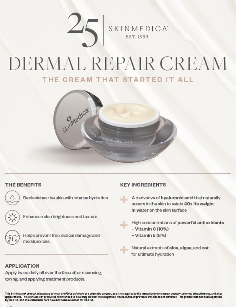 Skinmedica Dermal Repair Cream - Hydrating, Ultra Rich Face Moisturizer for Women. Infused with High Levels of Antioxidants Including Vitamin C+Vitamin E to Help Prevent Free Radical Damage, 1.7 Oz image number 2