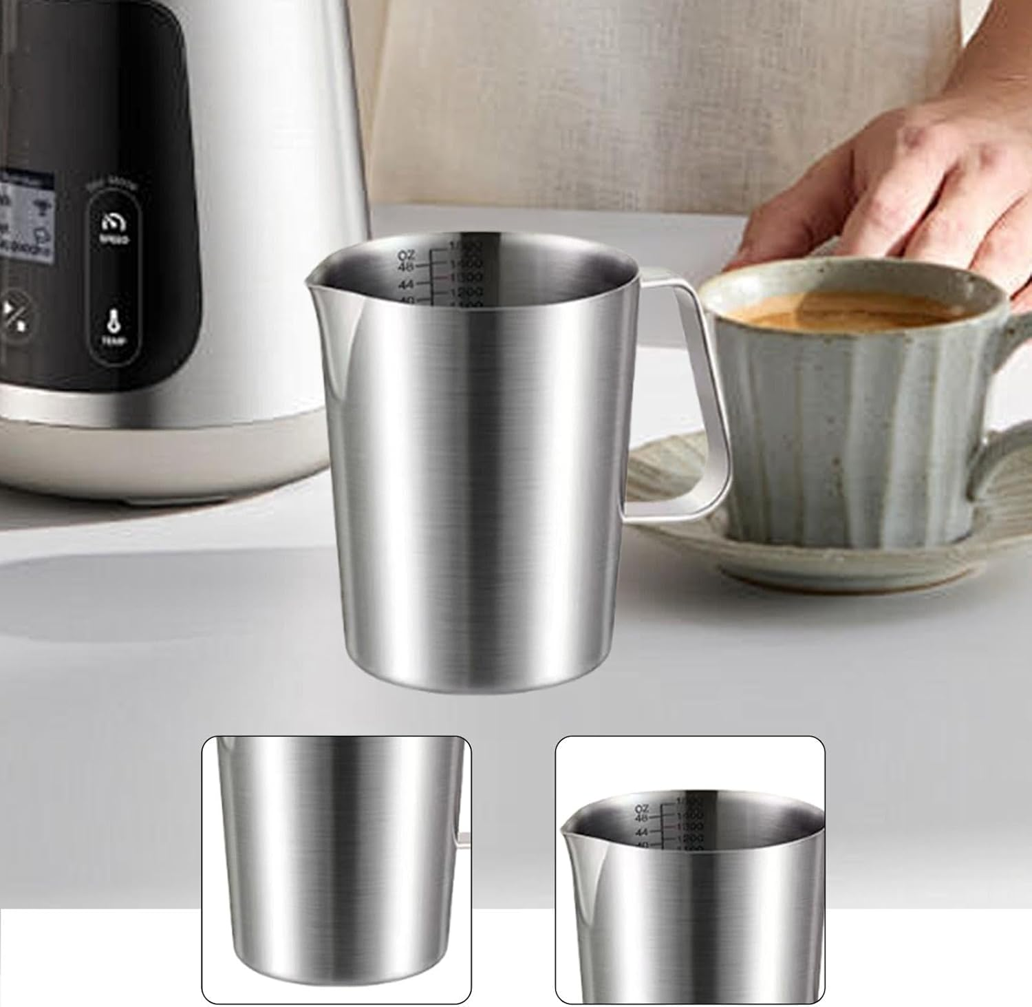 Fenteer Espresso Steaming Jug for Milk Frothing, 1000Ml Coffee Accessory for Latte Art image number 2