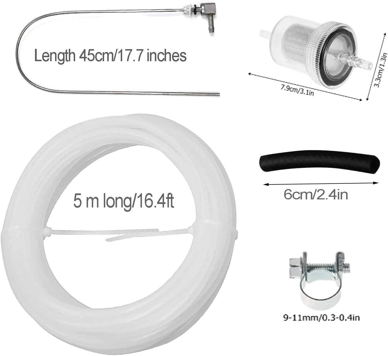 5M Fuel Tank Hose Clip Kit, Fuel Filter Pipe Line Kit, Hose Clip Fuel Pipe Line for Diesel Heater, with Fuel Filter and Clamps, Connection, Fuel Line Diesel Heater image number 4