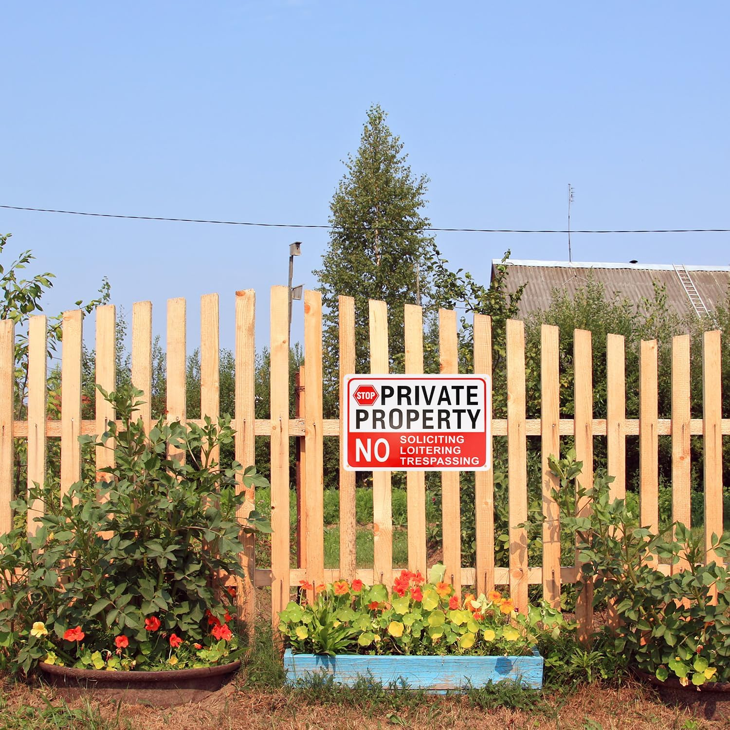 2Pcs Private Property No Soliciting Loitering Trespassing Sign, 10X7In Warning Signs for Property Weatherproof Private Property Plaque for Indoor Outdoor Home Business Driveway Alert image number 1