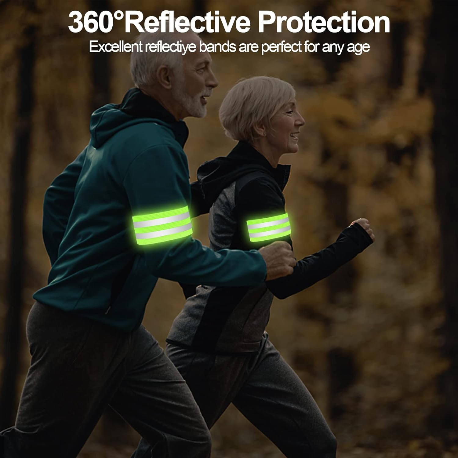 Reflective Armbands, High Visibility Reflector Bands Running Safety Gear Reflective Elasticated Wristbands Hi Vis Security Arm Ankle Straps Belts for Walking Cycling and Night Activities image number 6