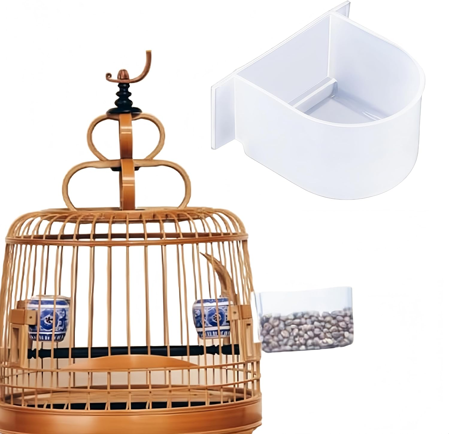 Parrot Feeding Bowls,4 Pcs Thickened Bird Food Dish,Large-Capacity Transparent Plastic Birdcage Food Boxes,Convenient Hanging Detachable Seed Water Feeder,For Pet Birds Such as Parrots,Phoenixes