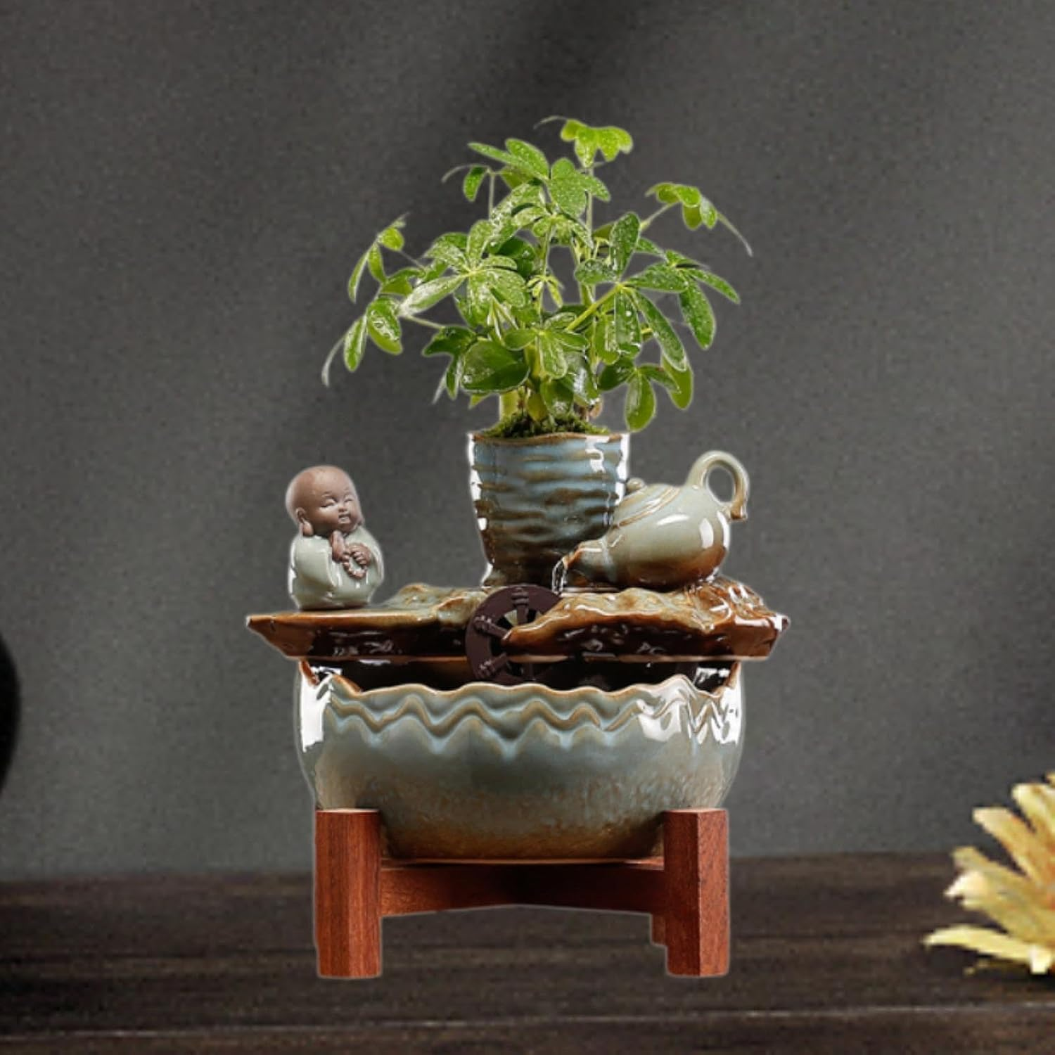 Fonowx Tabletop Fountain Water Pump Indoor Waterfall for Farmhouse Deck Bedroom image number 6