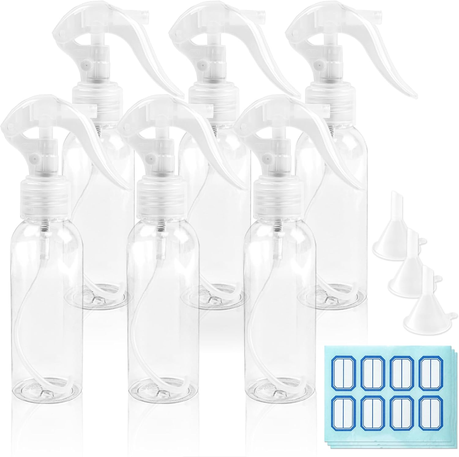 6 PCS Small Spray Bottles, 100Ml/3.38Oz Plastic Spray Bottles, Refillable Mini Empty Bottle Set, Clear Fine Mist Travel Mini Bottle with Adjustable Knob for Essential Oils Water Squirt (Transparent) image number 4