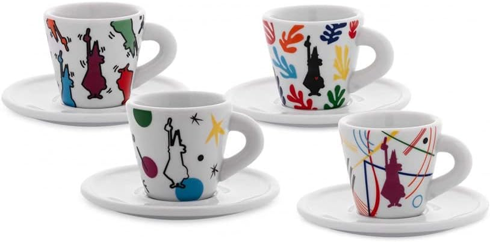 Bialetti Espresso Arte Set of 4 Espresso Cups with Saucers