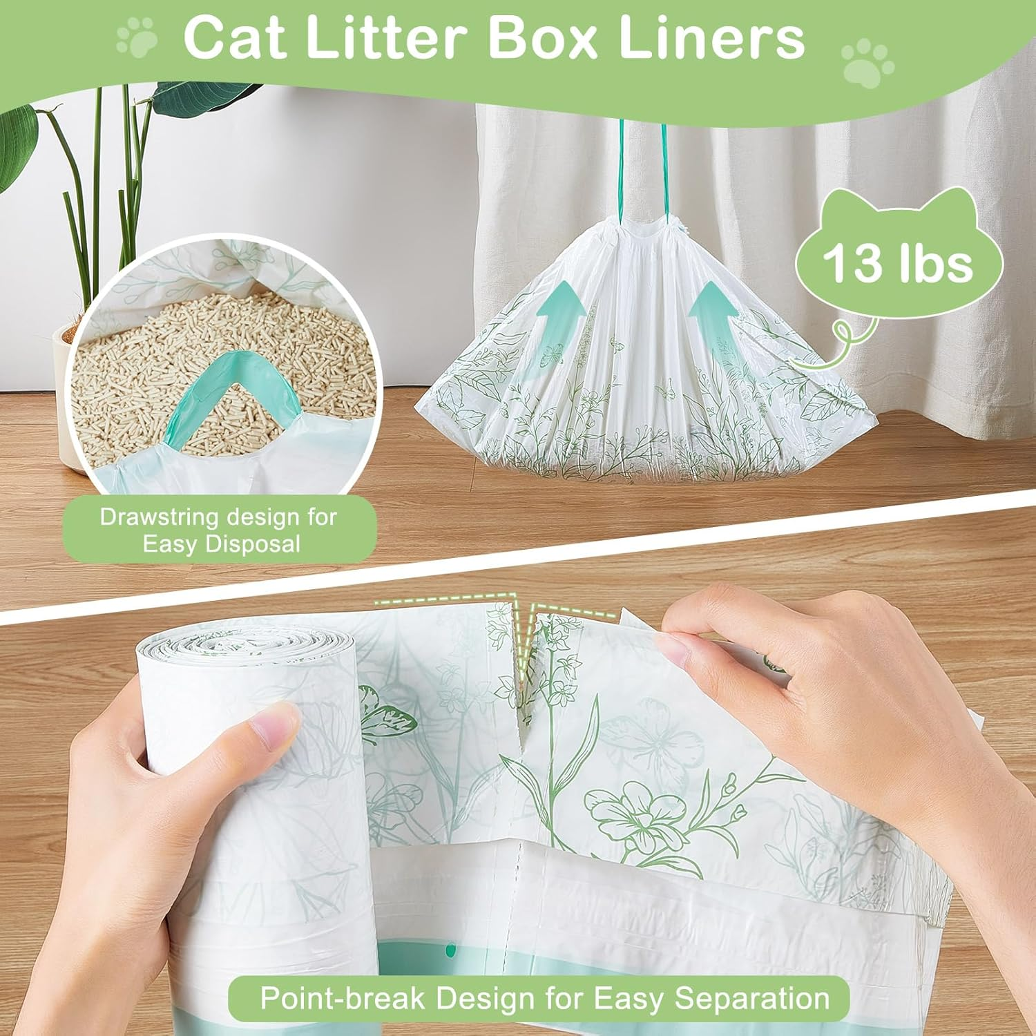 Glittme Cat Litter Box Liners 26"X16" - Heavy Duty Waste Drawer Bags for Automatic Self-Cleaning Litter Boxes - Leak-Proof, Tear-Resistant Refills for Small Trays (30 Counts) image number 4
