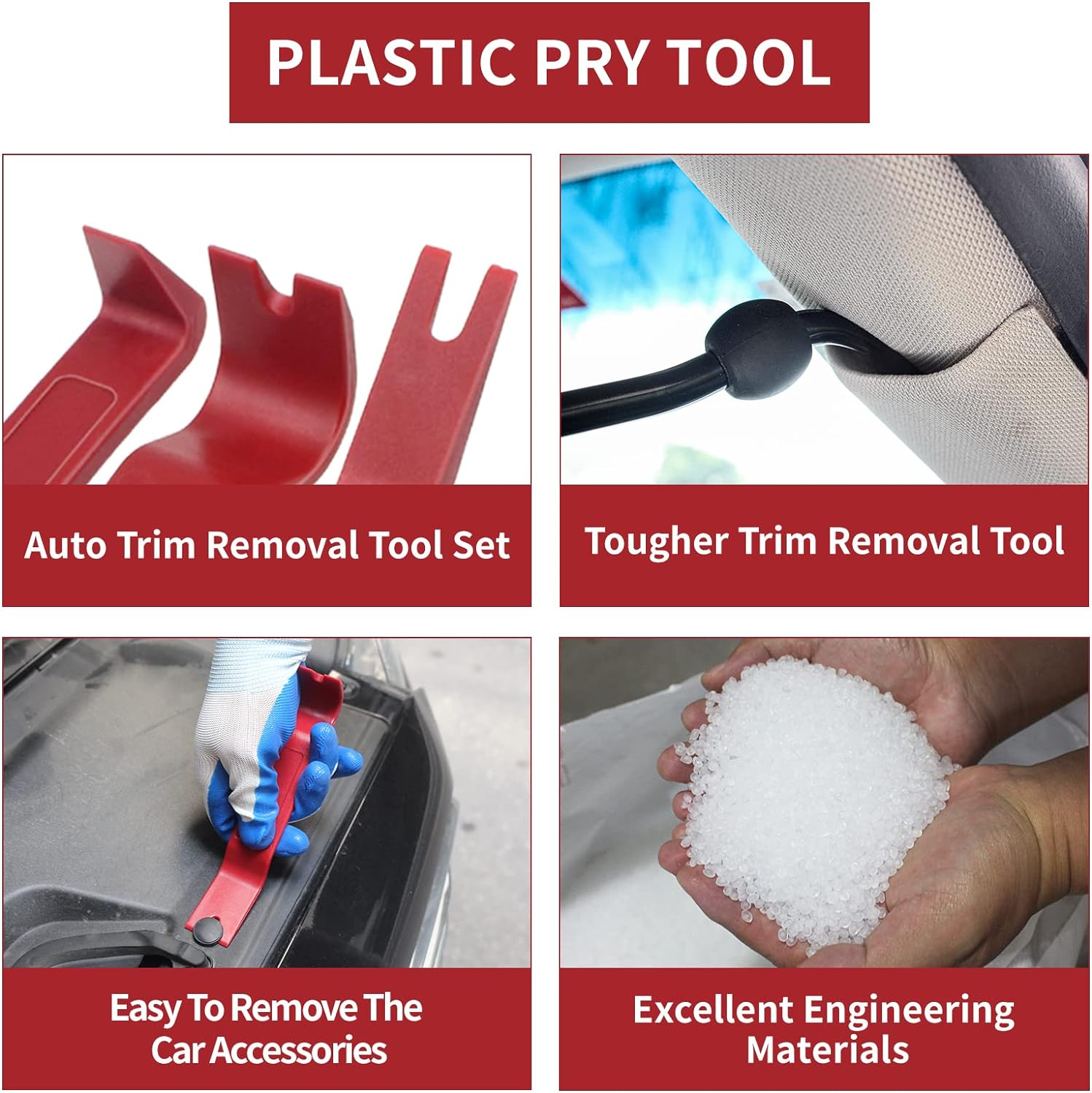 Wetado Auto Trim Removal Tool Set, 16 Pcs Auto Car Trim Tool Kit Plastic Pry Tool Kit for Car, Clip, Audio, Dashboards, Door Panel Window Molding Fastener Remover Tool Kit image number 5