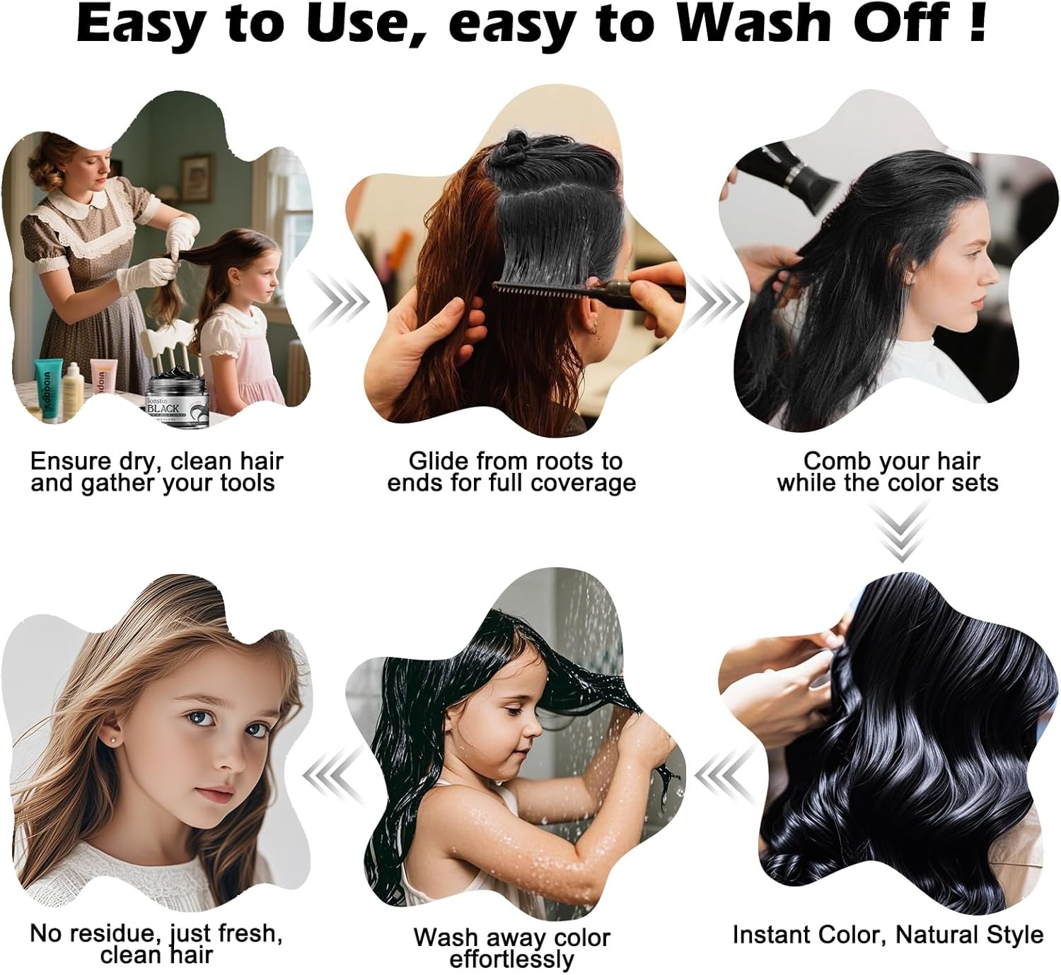 Lonstin Black Hair Colour Wax 100G &ndash; Temporary Washable Hair Dye Clay for Kids, Teens, Men & Women, Non-Sticky Hair Makeup for Cosplay, Halloween, Parties, Daily Styling and Colour Change image number 4