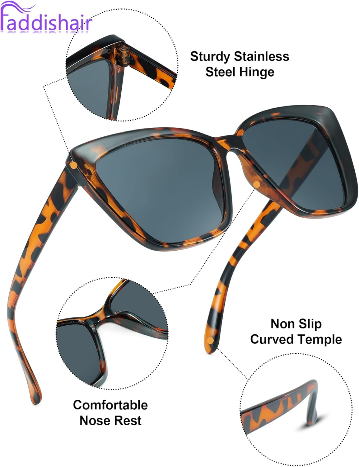 Faddishair Trendy Sunglasses for Men Rectangle Vintage Brown Large Polarized Aviator Sunglasses for Women Running Sports