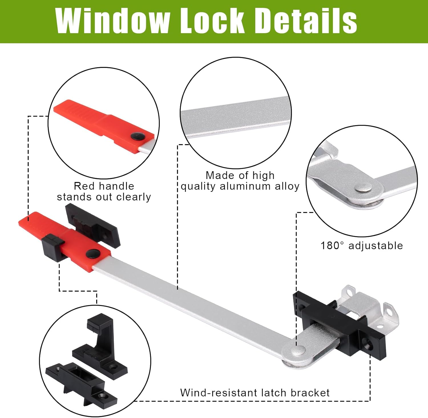 RV Emergency Exit Window Latch | Aluminum Egress Window Lock | Maximum Security | Control Emergency Window Half/Full Open image number 2
