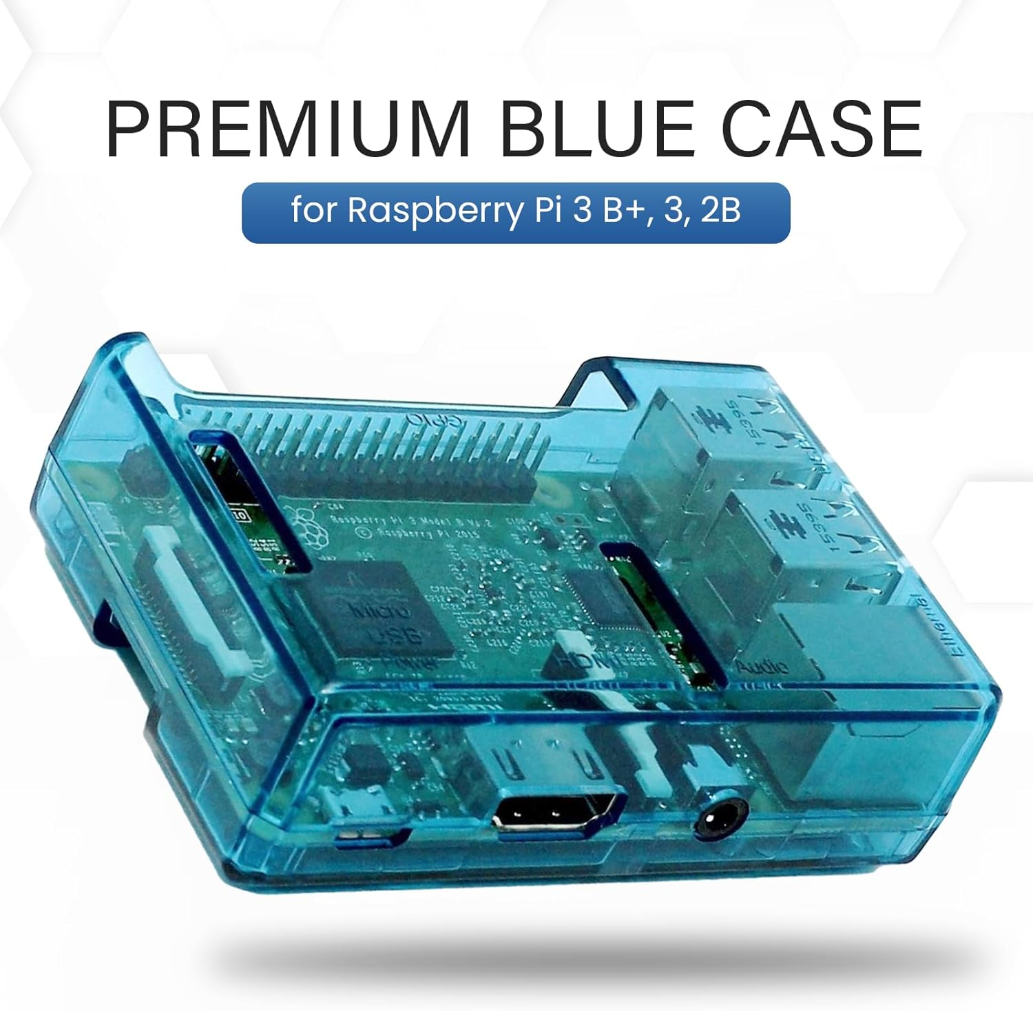 Premium Blue Transparent Case for Raspberry Pi 2 Model B Quad Core and Model B+ (B Plus) image number 3