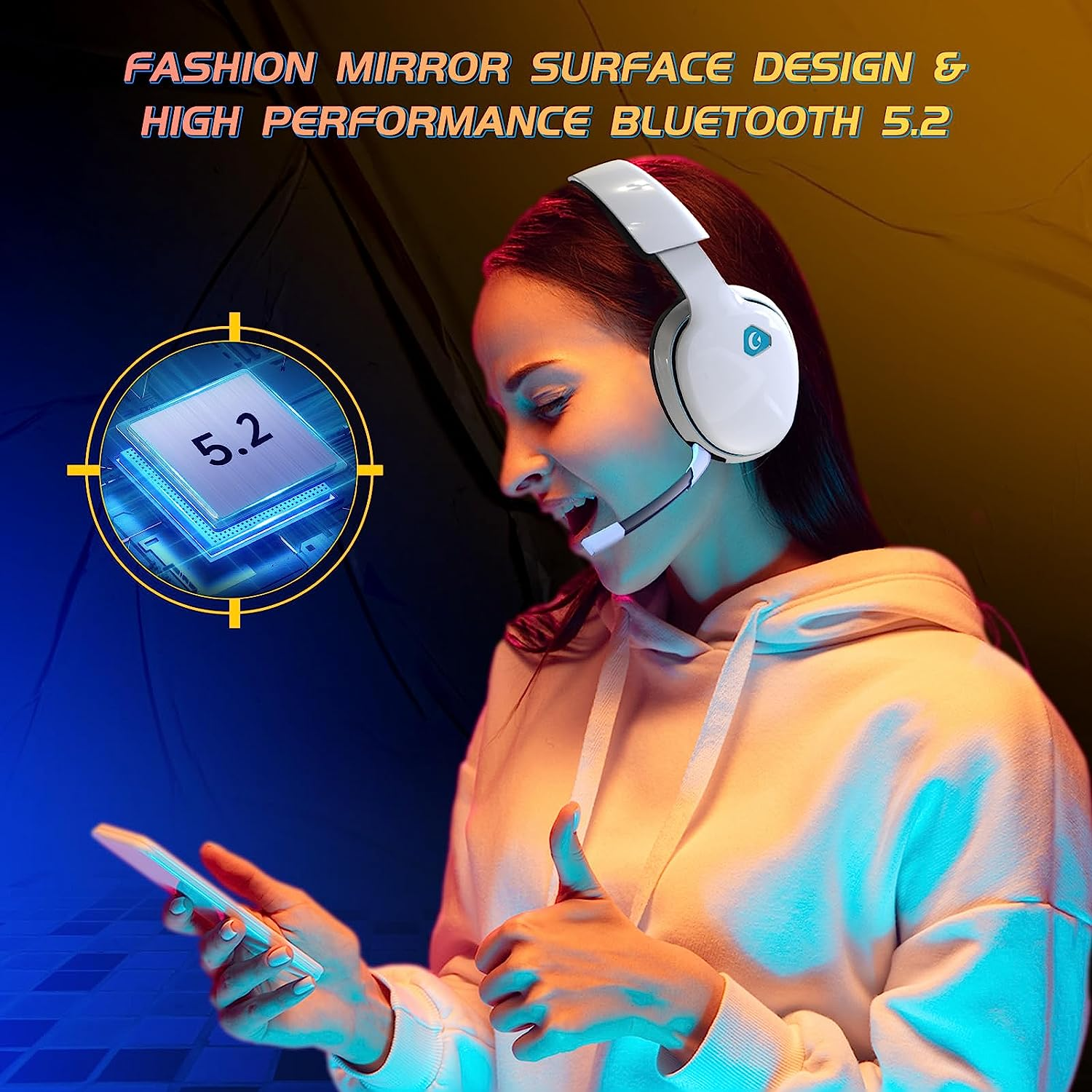 Gvyugke Gaming Headset, 2.4Ghz Wireless Gaming Headphone for PS4, PS5, PC, Mac, 5.2 Bluetooth Headphone with Detachable Noise Canceling 3D Microphone, 3.5Mm Wired Mode for Xbox Series image number 4