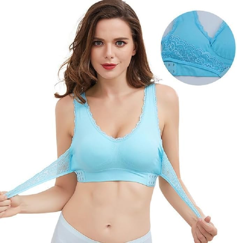 Sports Bras for Women Front Criss Cross Bras Side Buckle Lace Sports Bras Wireless Push up Seamless Bra with Removable Pad image number 1