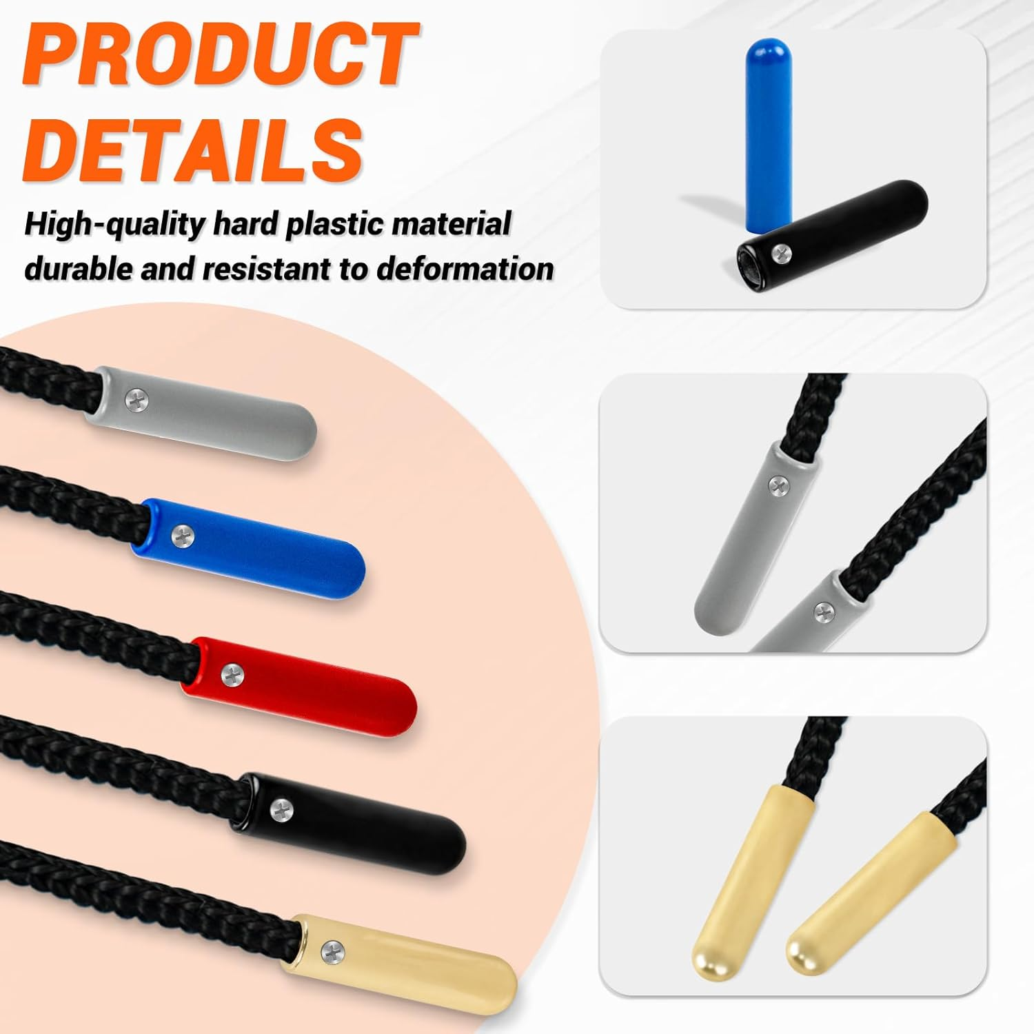 30 Pcs Shoe Lace Ends Tips, 5 Colors Metal Aglets, for DIY Replacement Caps for Shoe Laces Ends, Canvas Hoodies image number 1