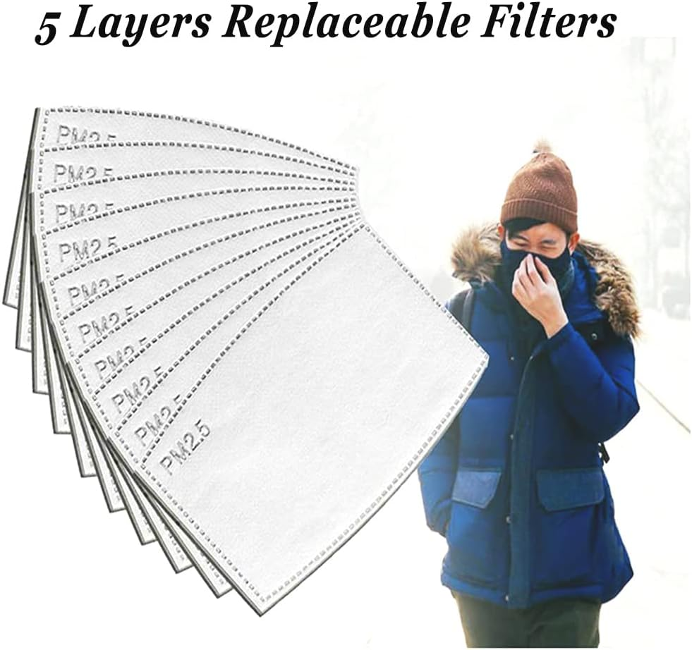 50Pcs 5 Layers PM2.5 Activated Carbon Filter Replaceable anti Haze Filters, Protective Mouth Filter for Outdoor image number 2