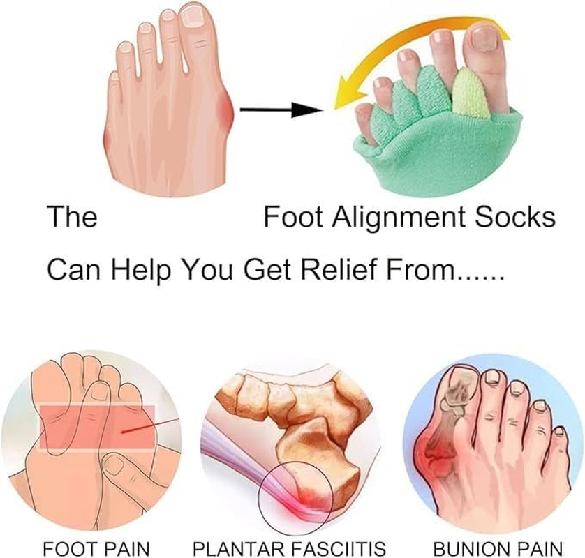 Toe Separator Socks for Men Women Comfy Foot Alignment Sock Massage Health Care Bunion Socks Yoga Sports GYM