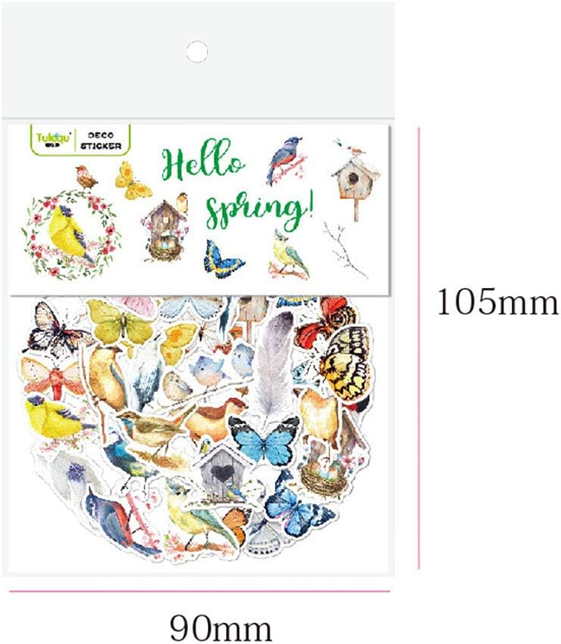 Cute Planner Stickers 80 Pcs, Mini Aesthetic Butterfly Birds Plant Sticker, Trendy Decals for Water Bottles, Phone Cases, Laptops, Calendars, Scrapbook, Bullet Journal, Album (Butterfly Bird Plant Style) image number 1