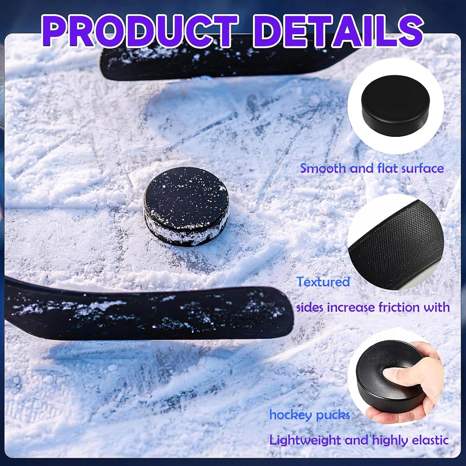 8Pcs Soft Foam Ice Hockey Pucks for Practice & Training - Lightweight, Reusable, Indoor/Outdoor Hockey Pucks, 3" Diameter, 1" Thickness (Black) image number 5