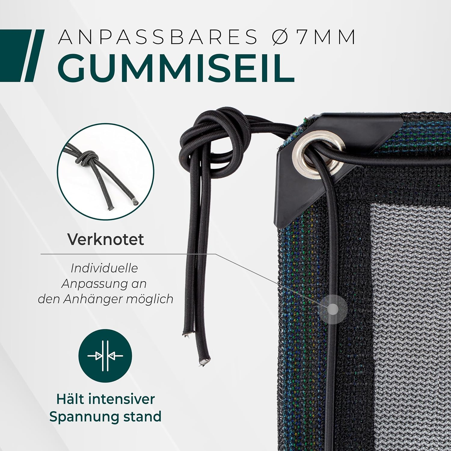 Cargova&reg; Trailer Net Fine Mesh 1.5 X 2.5 M Black Fine Mesh Cover Net with Rubber Cord for Optimal Load Securing