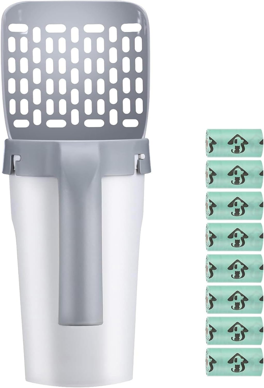 Cat Litter Scooper with Holder, Cat Litter Shovel with Refill 8 Rolls of Litter Bags, Large Capacity Cat Scooper Portable Shovel image number 1