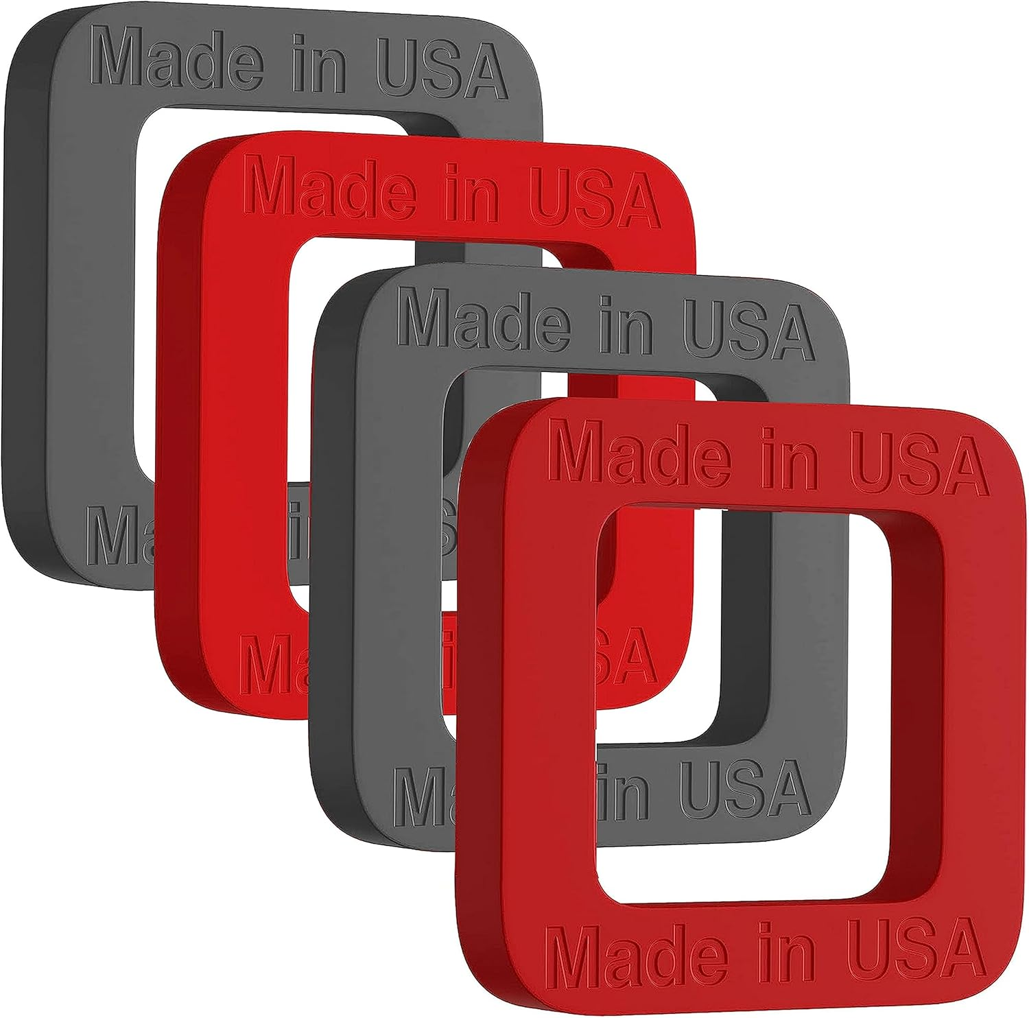 Suspension Dudes 4 Pack 2-Inch Hitch Receiver Silencer Pad Reduces Rattle and Noise, Provides Cushion between Hitch Receiver and Tow Hitches, Made in USA (4-Pack Black X2 / Red X2) image number 2