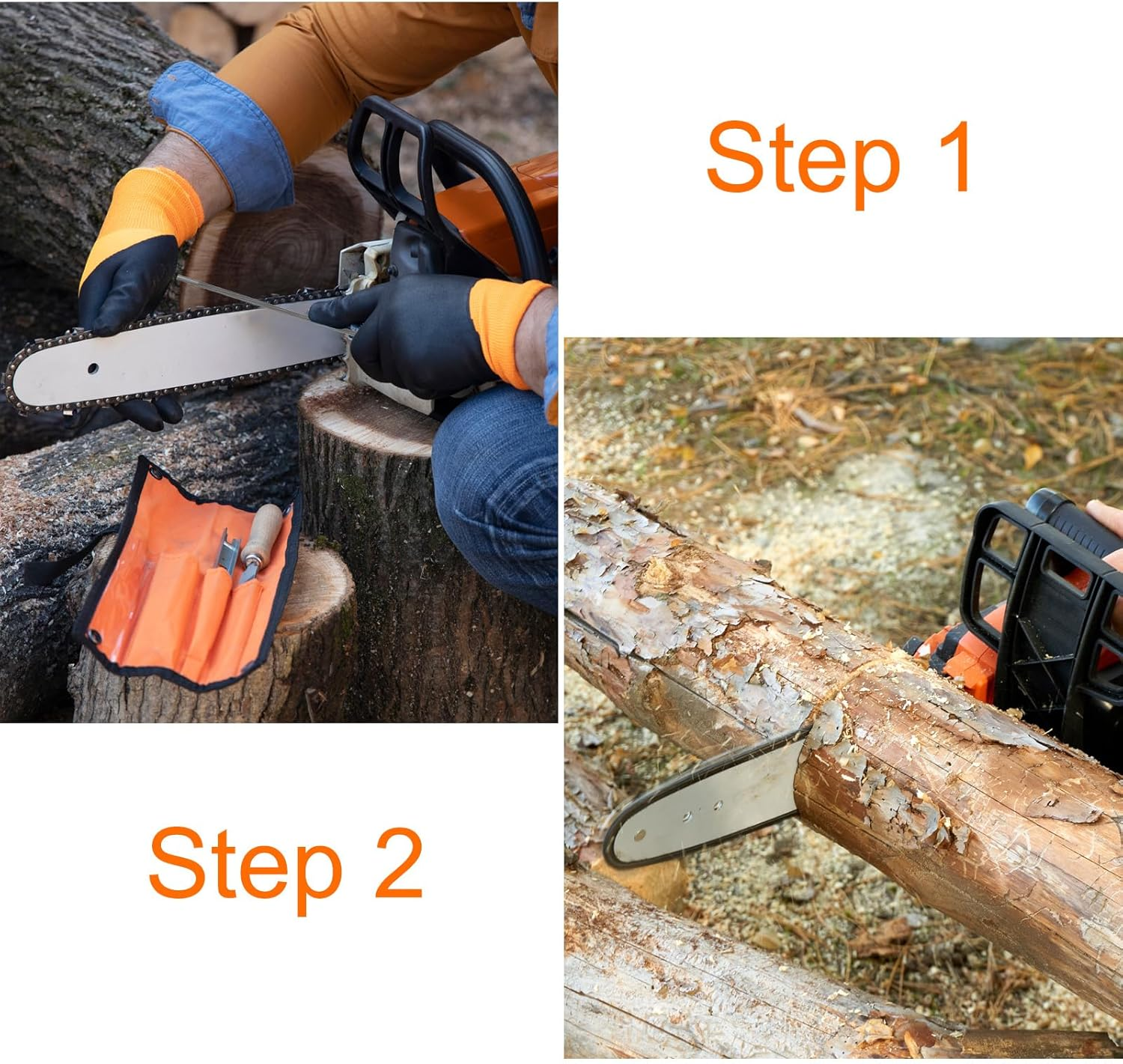 HARFINGTON 3Pcs Chainsaw File, 5.5Mm (7/32-Inch) round Sharpening Files Tool with Plastic Handle for Chain Chainsaw Sharpening, Grinding, Grey image number 3