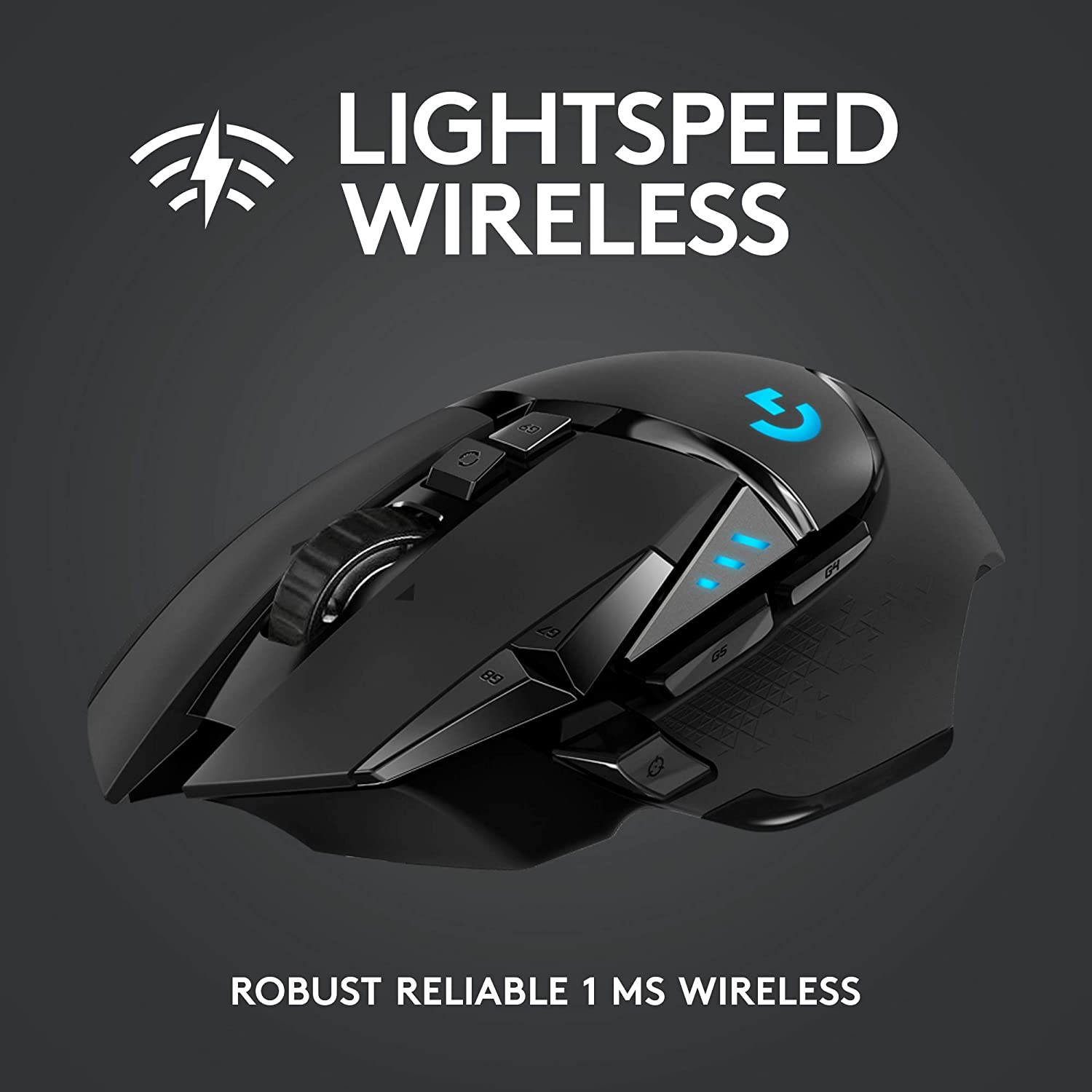 Logitech G502 Lightspeed Wireless Gaming Mouse with Hero 25K Sensor, Powerplay Compatible, Tunable Weights and Lightsync RGB - Black image number 5