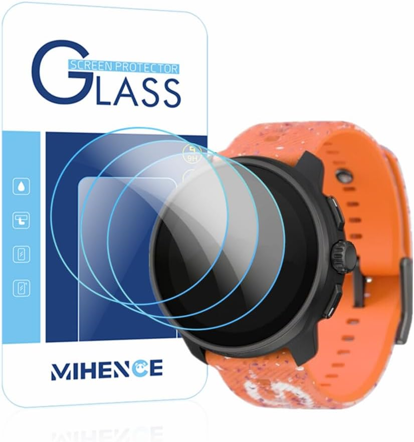 MIHENCE Compatible for Suunto Race S Screen Protector, 9H Anti-Scratch Tempered Glass Protective Film for Race S Smartwatch (3PCS), Transparent image number 3