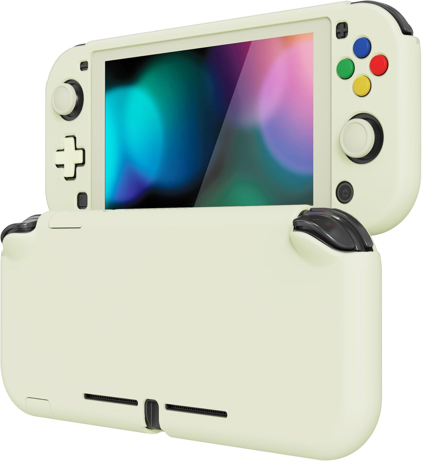 Extremerate Playvital Protective Grip Case for Nintendo Switch Lite, Cherry Blossoms Pink Hard Cover Protector for Nintendo Switch Lite - 1 X White Border Tempered Glass Screen Protector Included