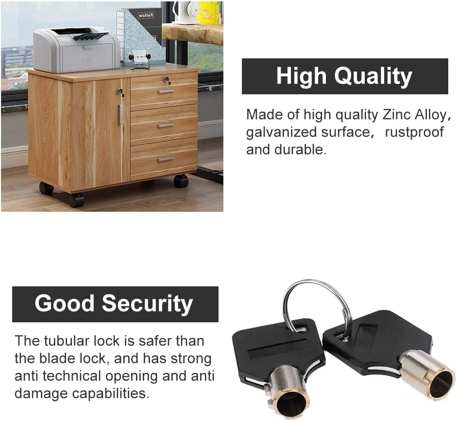 Drawer Tubular Cam Lock 25Mm Zinc Alloy Security Drawer Cam Cylinder Lock with 2 Keys for Door Mailbox Cabinet Cupboard Letterbox image number 1