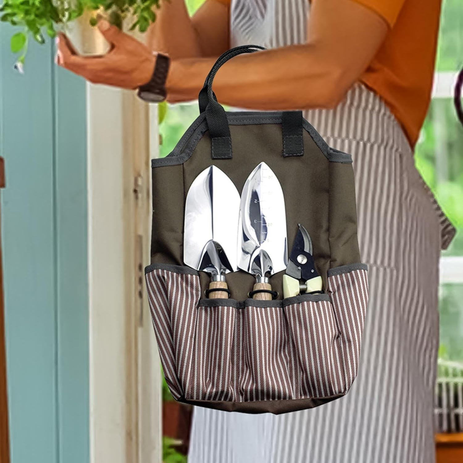 Nuyhgtr Garden Tote Bag, Gardening Tote Bag, Outdoor Tote Bag, Tote Bag, Deluxe Garden Tool Storage Bag and Home Organizer with Pockets, Good for Storage in Garden Supply